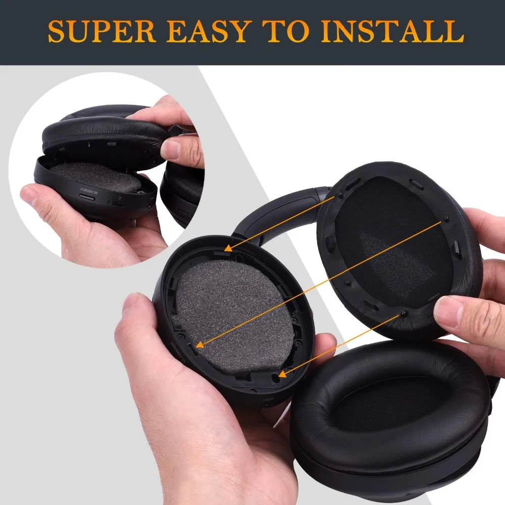 Soft Protein Leather Memory Foam Ear Pads Cushions Replacement Earpads For Sony WH-1000XM3 WH1000XM3 Over-Ear Headphones
