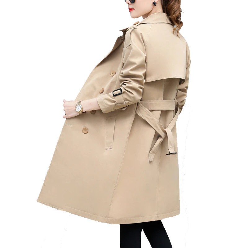 Okxgnz Trench Coat Kaki Pour Femme Manteau Coupe Vent Mi Long A La Mode Grande Taille Poches Amples Printemps 2021 Aliexpress