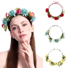 Богемная свадебная тиара розовый Венок повязка на голову подружки невесты цветок украшение для волос, для девочки Лес Королева цветок корона цветы для свадебной вечеринки