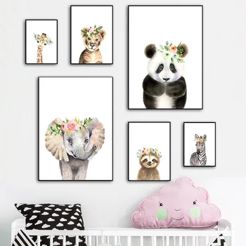 

Elephant Panda Zebra Sloth Giraffe Nursery Wall Art Canvas Painting Nordic Posters And Prints Wall Pictures Baby Kids Room Decor