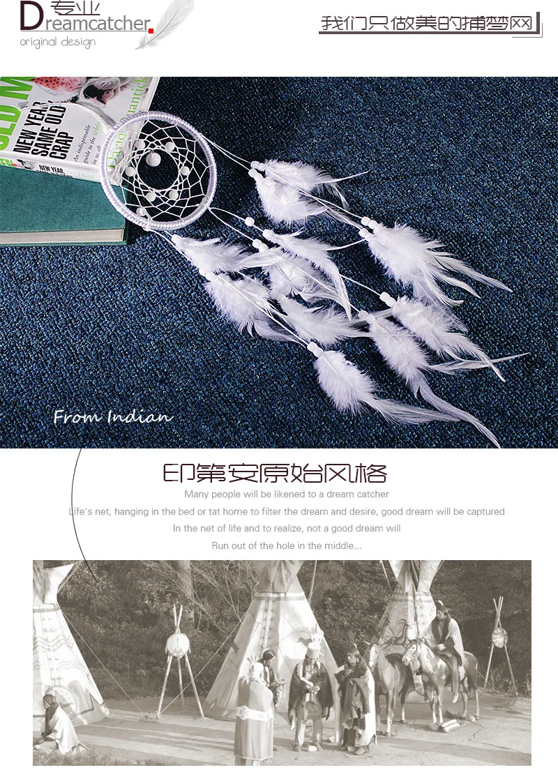 Hot Selling Dreamcatcher White Bell Wind Chime Pendant Inheritant Celebrity Style Car Mounted Pendant Classmates Gift XR097