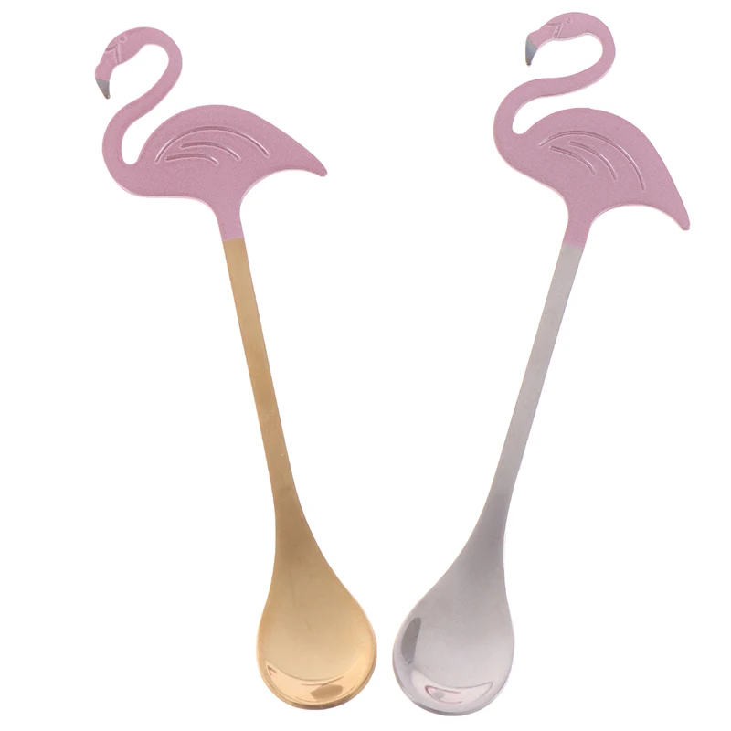Stainless Steel Flamingo Coffee Tea Stirring Spoon Meal Soup Cake Jelly Dessert Ice Cream Scoop Gift 13*3.7cm | Дом и сад