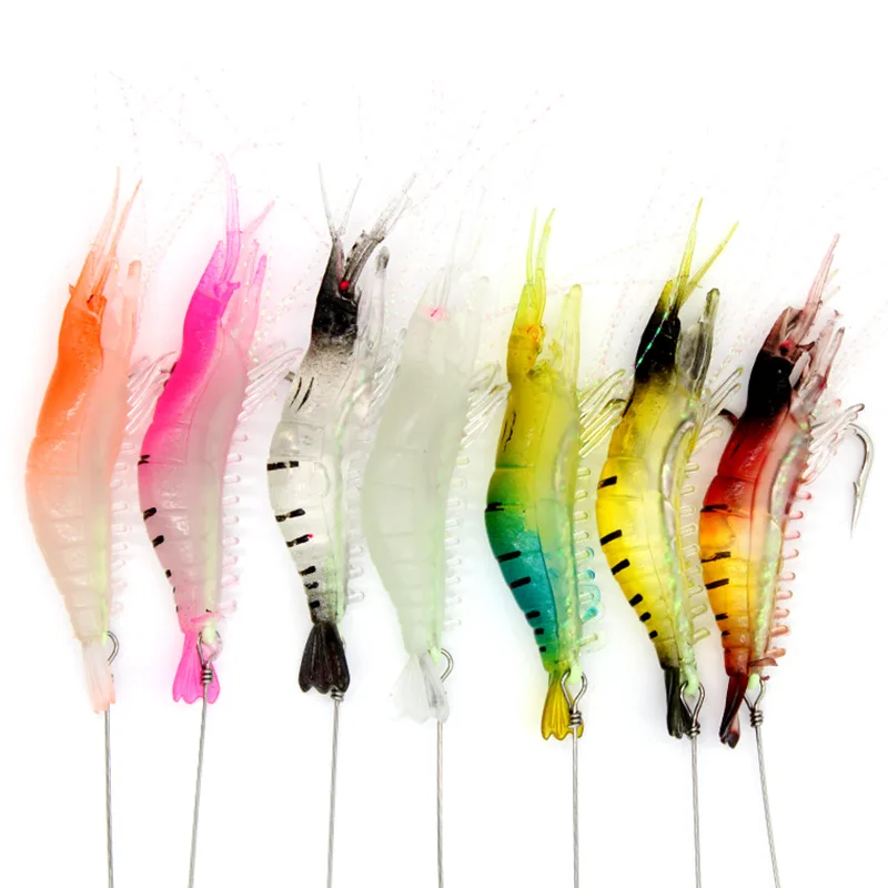 

Luya bait 9cm 7g 7pcs/batch simulation shrimp high simulation with hook soft bait mandarin fish tilapia bait/bionic bait