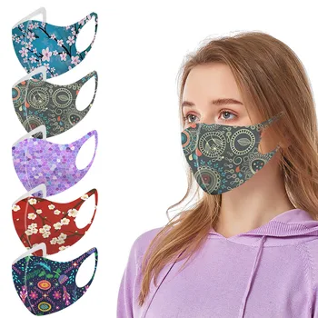 

1Pcs Unisex Adult Personality Ice Silk Multicolor Printing Mouth Masks Protection Washable Earloop Face Mask mondkapjes wasbaar