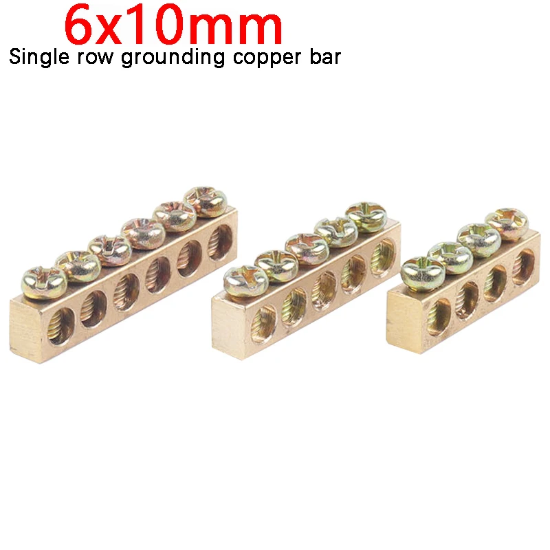 

1pcs Copper terminal wiring distribution box grounding brass connection row zero bar 6X9