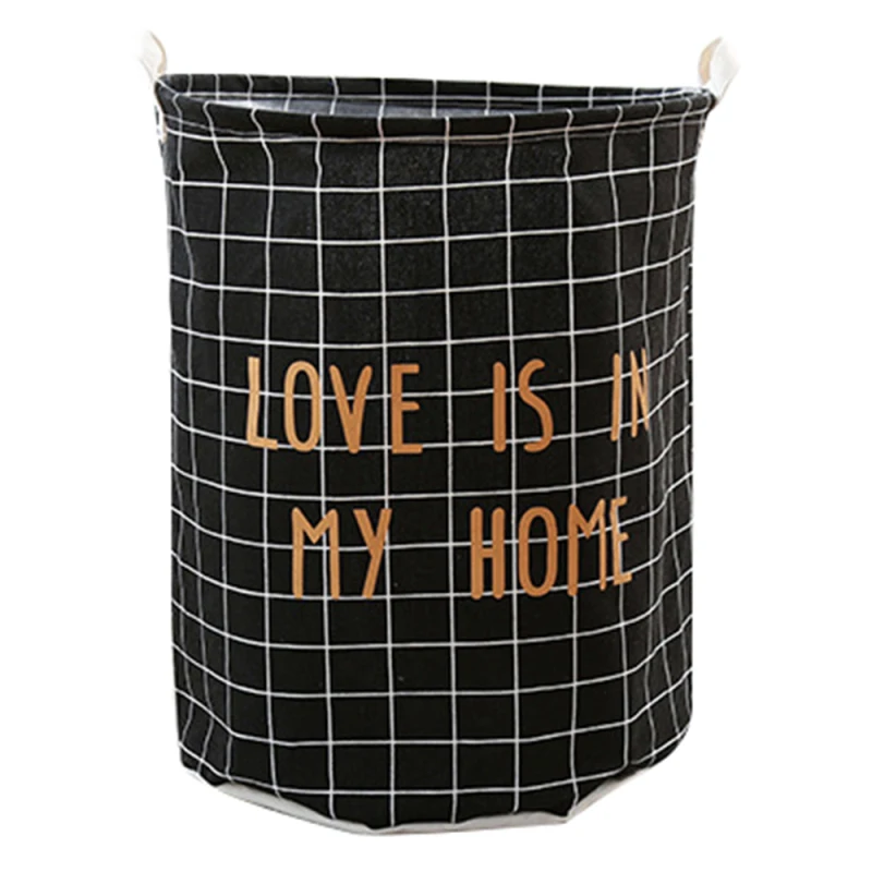 Large black plaid Горячая новинка большая корзина для белья, сумка для одежды, корзина, контейнер для домашней одежды, бочонок, сумки для детских игрушек, корзина для белья, органайзер для хранения - Цвет: Large black plaid