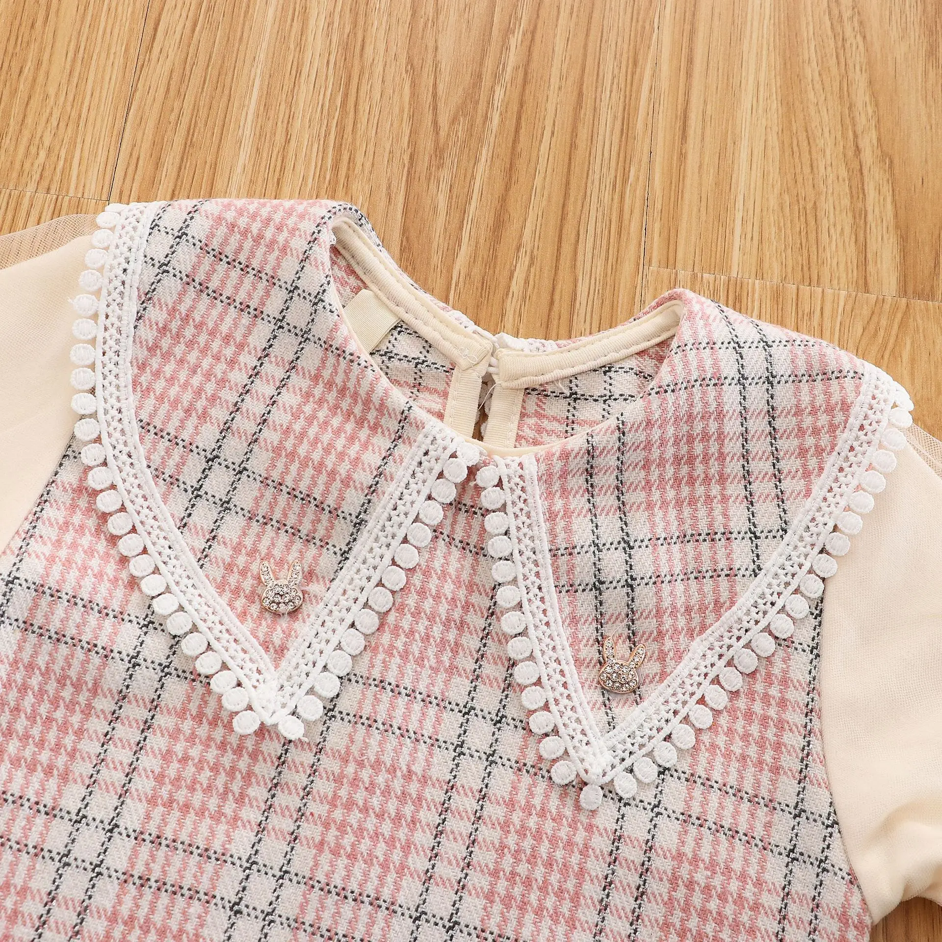 Long Sleeve Plaid Printed Collar Baby Clothes