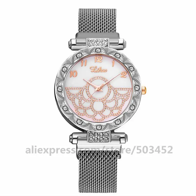 100pcs/lot YOLAKO Magnetic Clock Rhinestone Fashion Gift Bracelet Dress Relogio Feminino Lady Female Elegant Watches