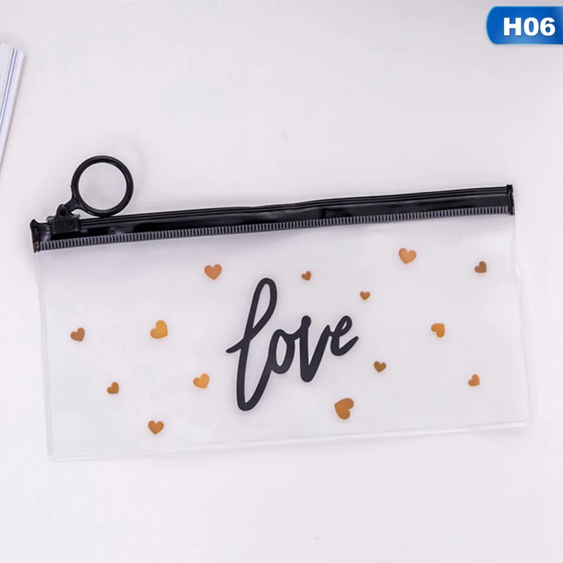 Korea Stationery Small Fresh Ring Pull Bag Translucent Student Stationery Student Supplies - Цвет: H06