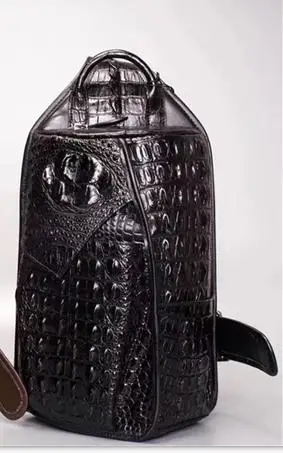 Черный Модный стиль, натуральная кожа аллигатора, Мужская маленькая нагрудная сумка, экзотическая настоящая крокодиловая кожа, мужская сумка через плечо, сумка для путешествий - Цвет: Черный