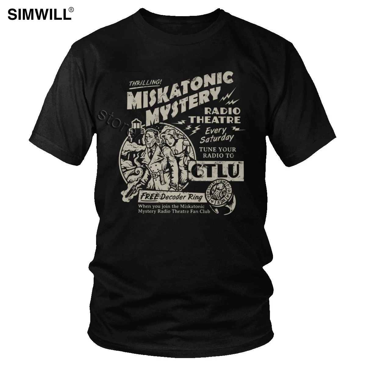 Male Miskatonic Mystery Radio Theater T Shirt Urban Thrilling Lovecraft Call Of Cthulhu Tshirt Short Sleeved Cotton Tops Apparel |