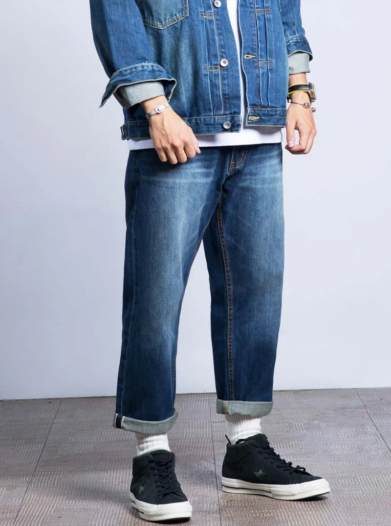 Tide Fashion Для мужчин повседневные джинсы Прямые Свободные мешковатые потертые джинсы брюки-шаровары в стиле хип-хоп винтажный скейтборд под старину с брюками