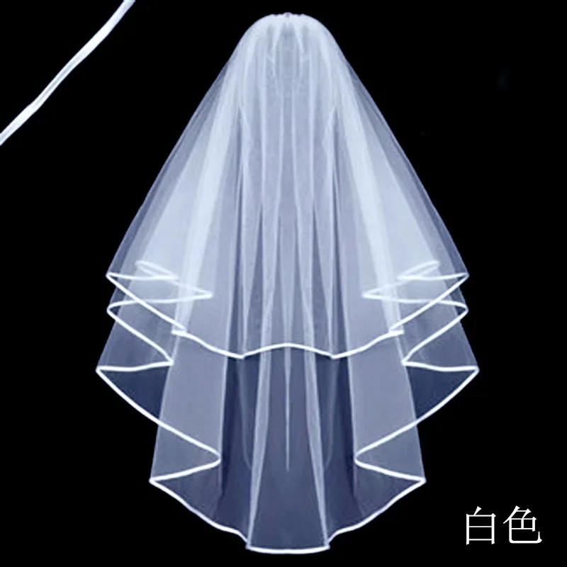 

Two Layers Tulle Short Bridal Veils Hot Sale Cheap Wedding Accessory For wedding Dresses Net