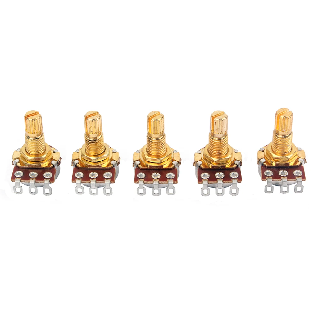 A500k Ohm Audio Mini Pots Golden Potentiometer For Electric Guitar Pack of 5