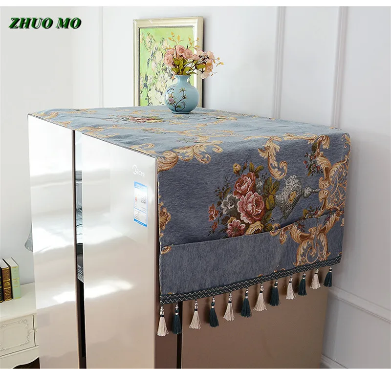 

ZHUO MO European Chenille refrigerator cover Tassel Tablecloth for home dust-proof Cloth Cabinet decoration Cabinet Cover