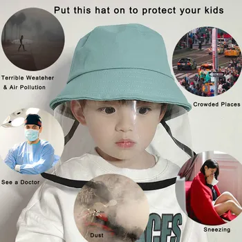 

Child fisherman hat protection anti saliva splash dust antivirus non-removable face mask outdoor travel vacation sun hat