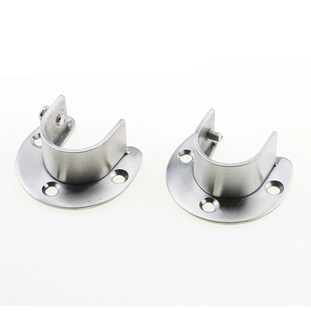 Stainless Steel Shower Curtain Closet Rod Bracket Support Holder U Shape Socket Brace Pole Supporter With Mounting Screws 2Pcs