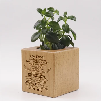 

Engraved Plant Pot Indoor Square Mini Flower Customized I Love You Balentines Day Gift To Wife Girlfriend Women Personalized