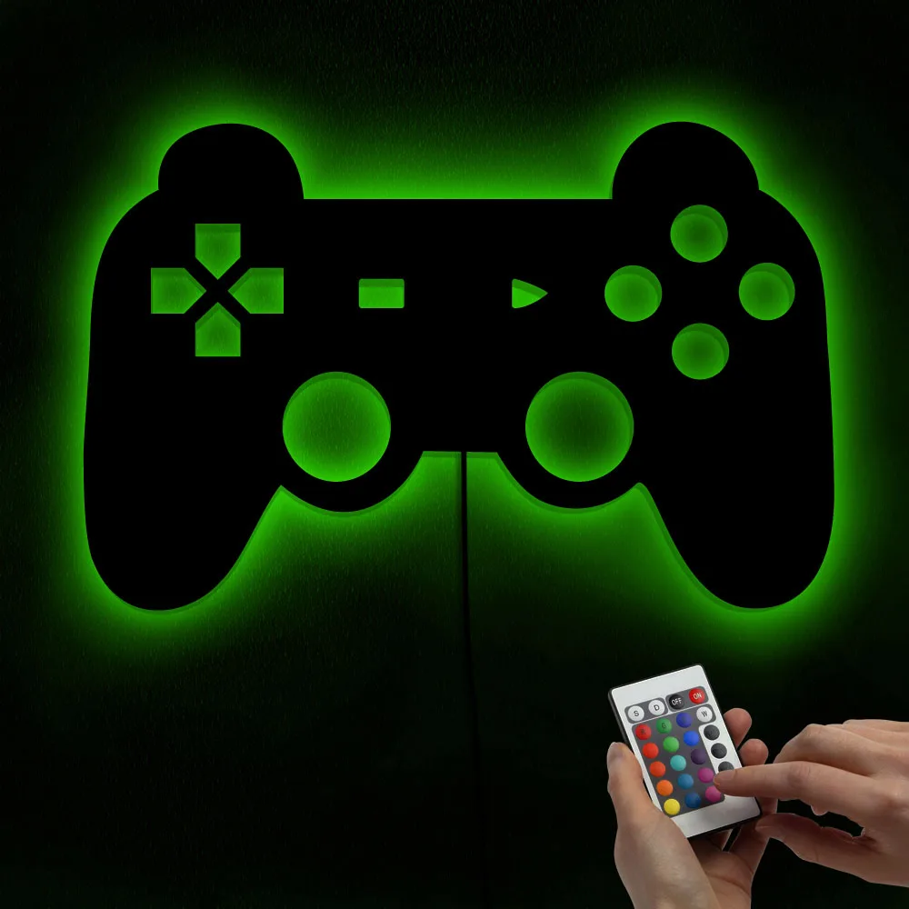 Меняющий цвет светодиодный контроллер PlayStation Mirror с подсветкой видео игра искусство геймерский джойстик наклейки детская комната Детская лампа