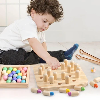 

Kids Wooden Memory Match Stick Chess Game Fun Block Board Game Educational Color Cognitive Ability Toy For Children