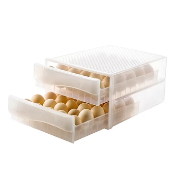 

Double Layer 60 Lattice Egg Storage Box Egg Holder for Refrigerator Kitchen Egg Container Drawer Type Organizer