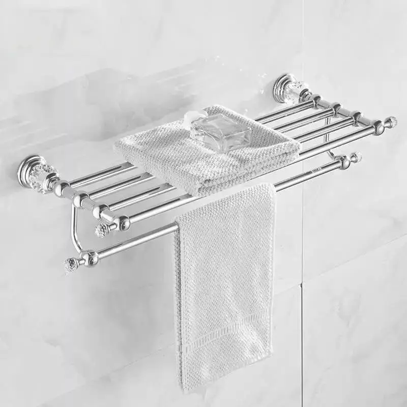 Double Tumble Holder Vidric набор аксессуаров для ванной комнаты, кристальная Полка для полотенец, держатель для туалетной бумаги, серебристая, хромированная вешалка для полотенец, держатель для туалетной щетки, крючок для халата - Цвет: Double Tumble Holder