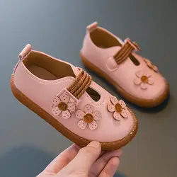 Весенне-осенняя модная обувь для девочек милая детская обувь на плоской подошве с цветочным рисунком для девочек обувь принцессы для