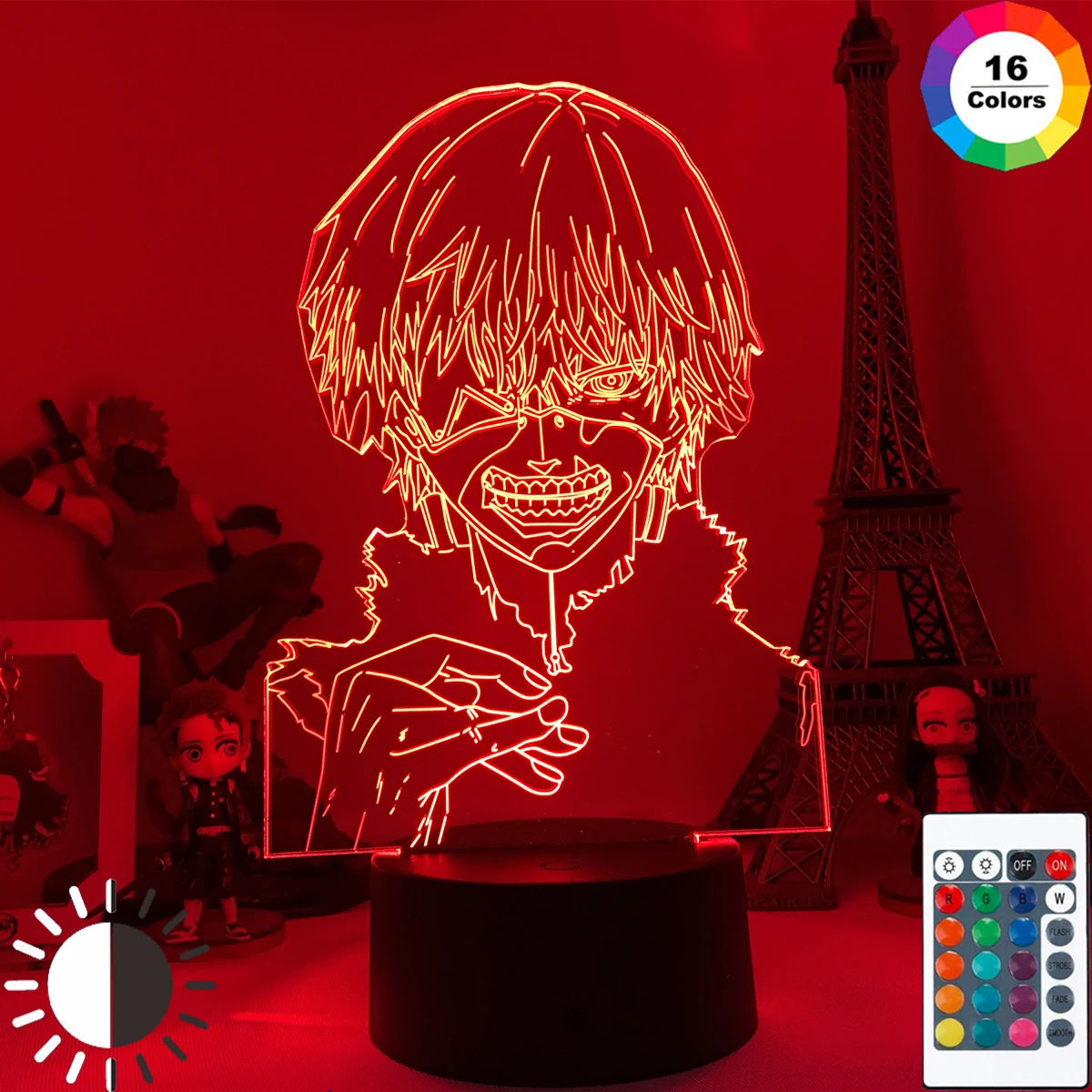Hot Anime Tokyo Ghoul 3d Lamp Ken Kaneki Light for Bedroom Decor Cool Birthday Gift Acrylic Led Night Christmas | Освещение
