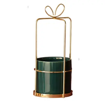 

Electroplating Iron Art Hollowed Out Potted Hydroponic Plants Home Furnishing Decoration Ceramic Flower Pot Stand