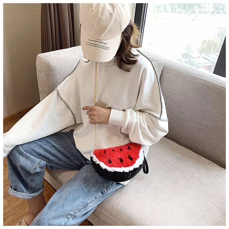 New Cute Strawberry Watermelon Fruits Plush Bag Toys Crossbody Bag Shoulder Bags Key Phone Coin Purse Backpack Dolls Gift  (9)