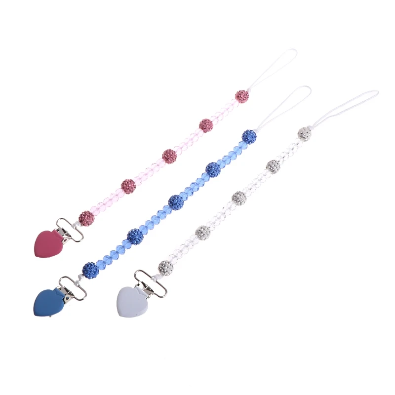 Блестящий Кристалл ручной работы соски зажимы пустышка цепь пустышка соски поводок ремень