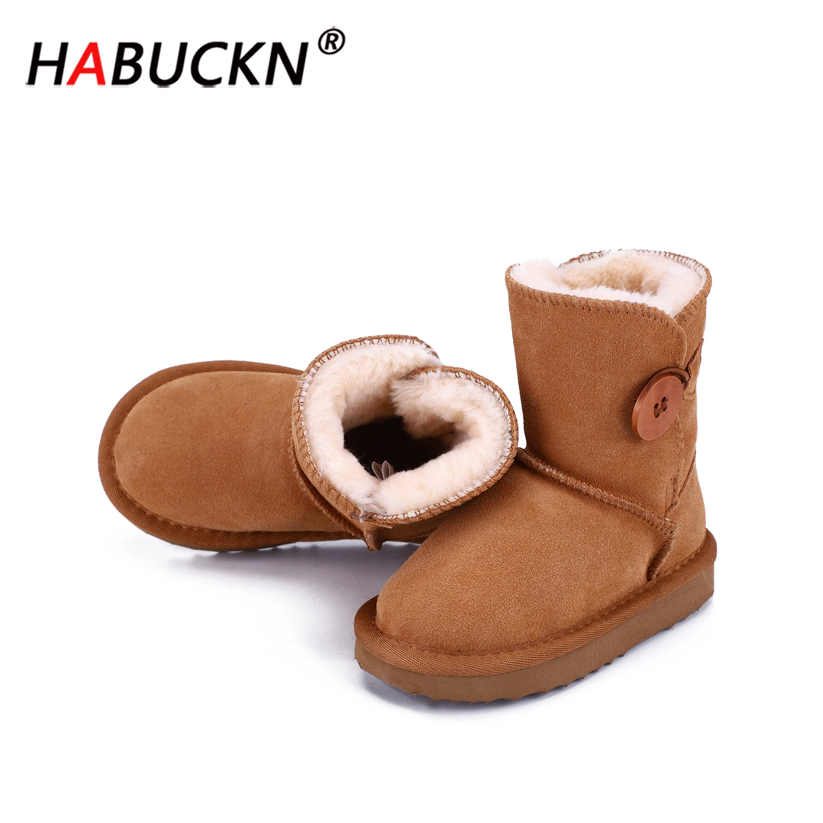 Новые австралийские модные зимние сапоги HABUCKN из натуральной кожи с деревянной