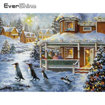 

Evershine Diamond Painting Scenery With Square Rhinestones Embroidery Winter Cross Stitch 5D DIY Home Decoration