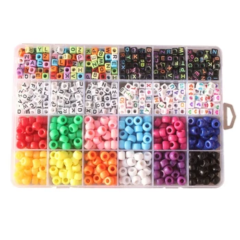 

960 Bead Set Letter Beads and Multi-Colored Large Beads with 10-Color Elastic Crystal Rope