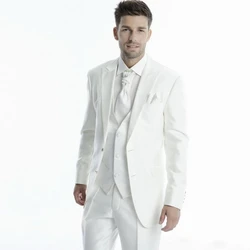 Costume de mariage blanc 3 pièces, veste + pantalon + gilet, coupe cintrée, tenue de bal pour homme, 2021 