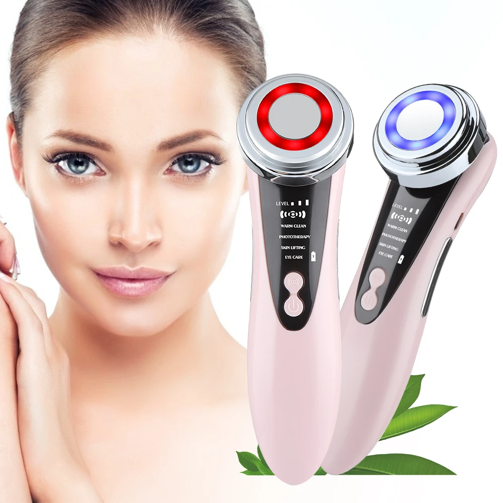 5 In 1 Facial Beauty Device Light Therapy Wrinkle Removal Rejuvenation Warm Massage Cleansing Lifting Tighten Skin Care Tool