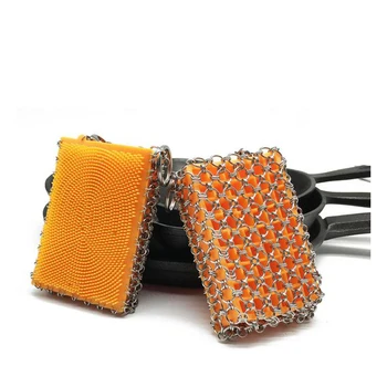 

Stainless Steel Pot Cleaning Brush Ring Net yellow Sponge Metal Brush Pot Net Ring Net Wash Pot Net Household Cleaning Tool