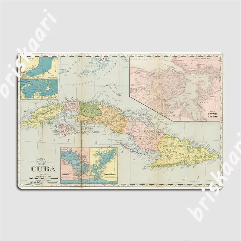 Mappa Vintage Di Cuba 1898 Targa In Metallo Poster Targa Da Parete Stampa Pub Cinema Targa In Metallo Poster