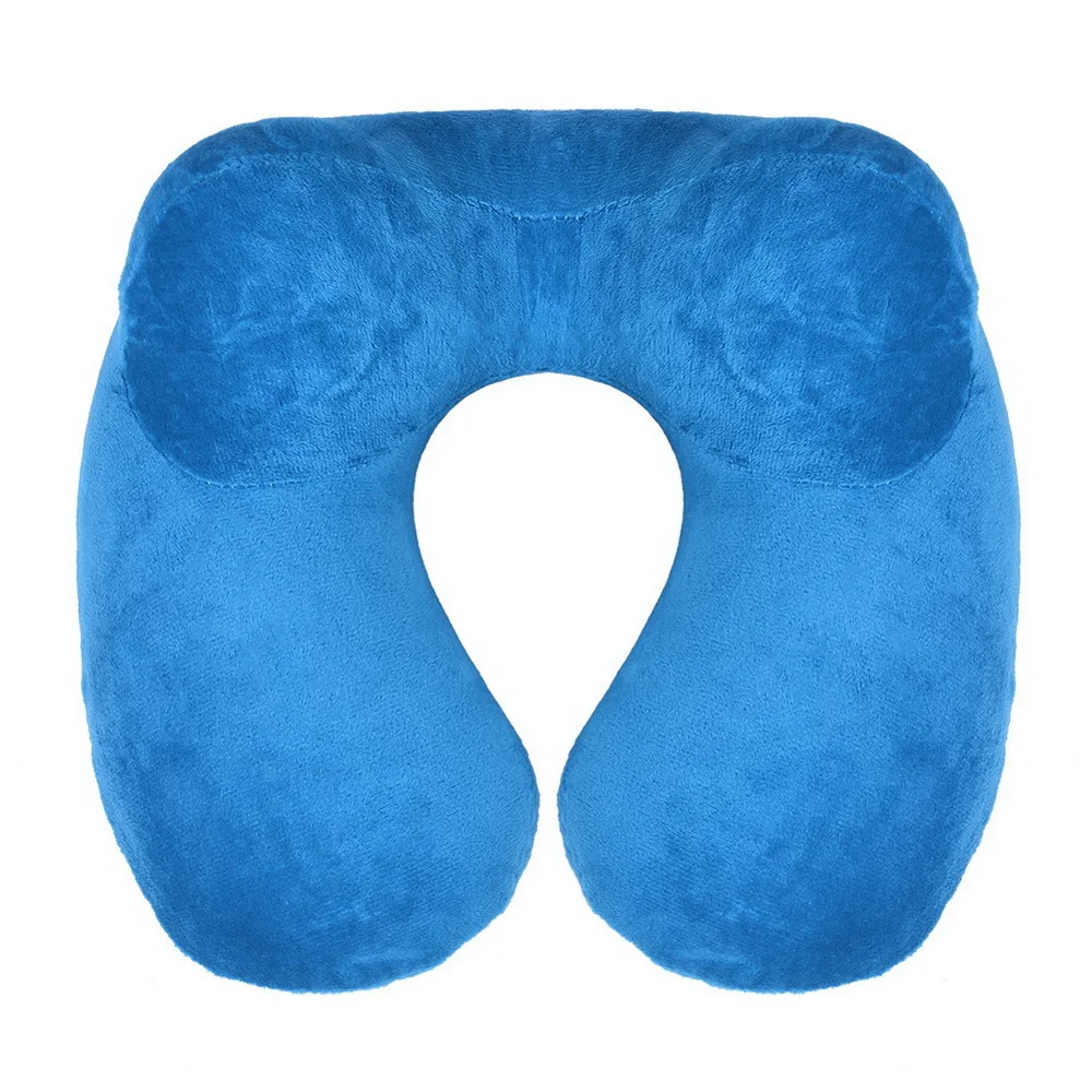 royal blue Портативные Надувные u-образные подушки для путешествий, удобные подушки для шеи, складные с черной сумкой, Подарочные принадлежности для путешествий на открытом воздухе - Цвет: royal blue