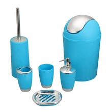 Синий набор аксессуаров для ванной комнаты держатель для зубной щетки ручная бутылка для антисептика мыльница чехол для туалетной щетки мусорный Органайзер контейнер для хранения