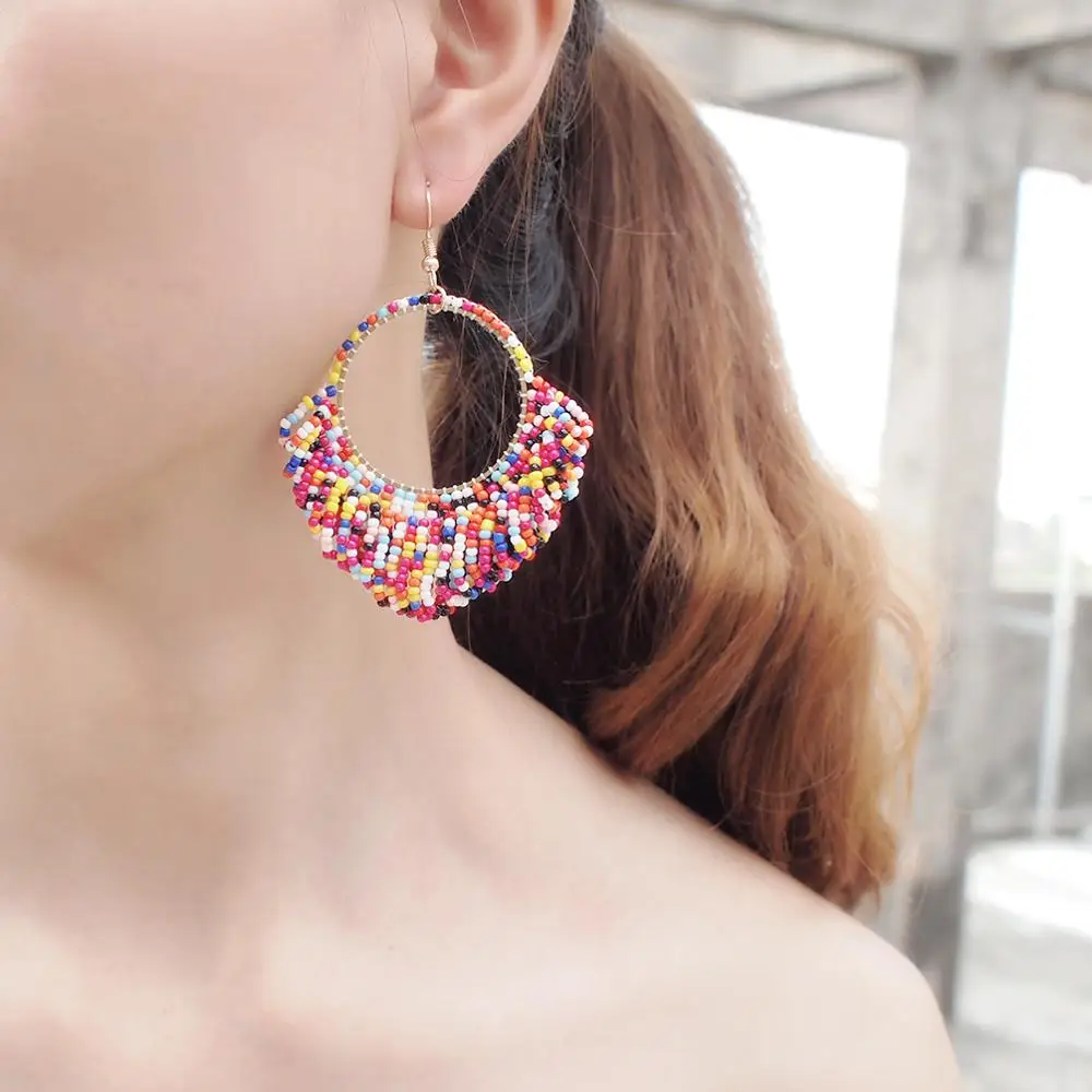 

Handmade Beaded Dangle Earrings For Women Jewelry Bohemia Beads Statement Pendants Earrings Brincos Pendientes UKEN