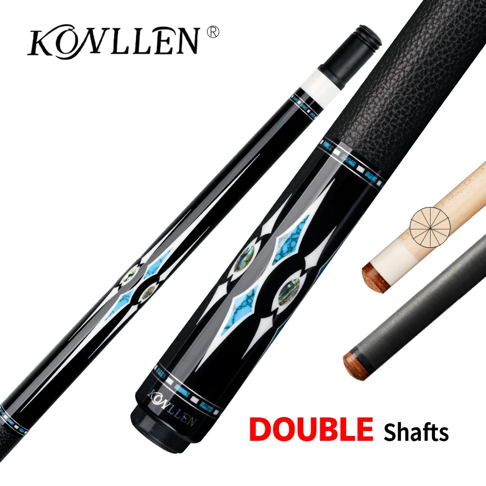 

KONLLEN JF Billiard Carbon Fiber Shaft 12 pieces in 1 Maple Shaft Pool Cue Blue Turquoise Abalone Shell Inlay Radial Pin Stick