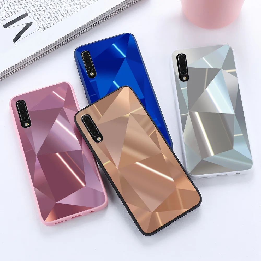 Laser Marble Geometric Case for Samsung A70 A50 A40 A20 A30 A10 Slim Diamond Hard TPU Silicone Phone Cover 3d Mirror Capa |