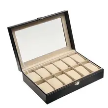 12 слотов наручные часы в коробке держатель часов организатор хранения данных черный PU дисплей для часов кожаный ящик regalos para hombre 30x20x8 см