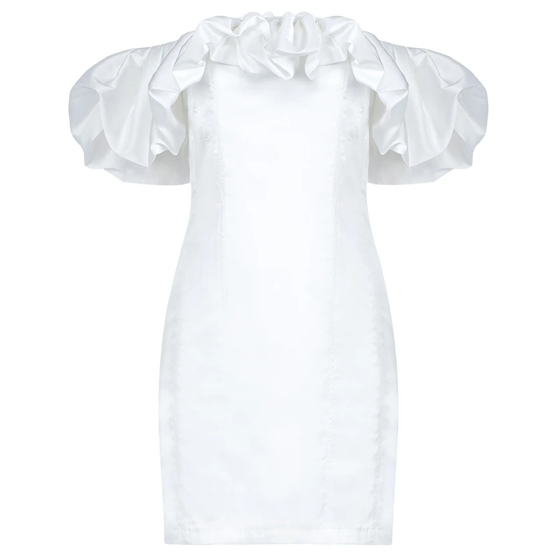 Bqueen Женская Новая мода Vestidos сексуальное платье с вырезом лодочкой без бретелек с драпированными оборками тонкое облегающее мини-платье - Цвет: black