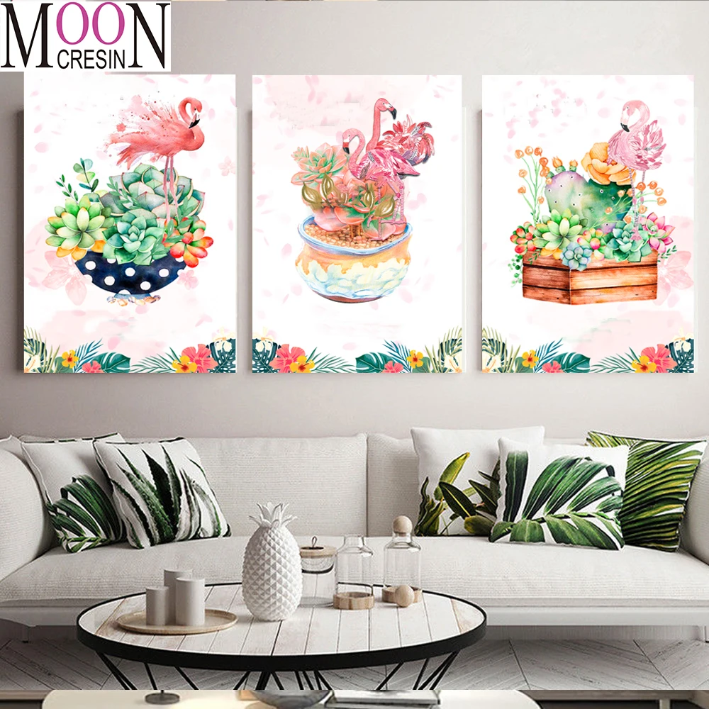 Набор для алмазной 5d вышивки Цветы Розового Фламинго картина квадратной формы