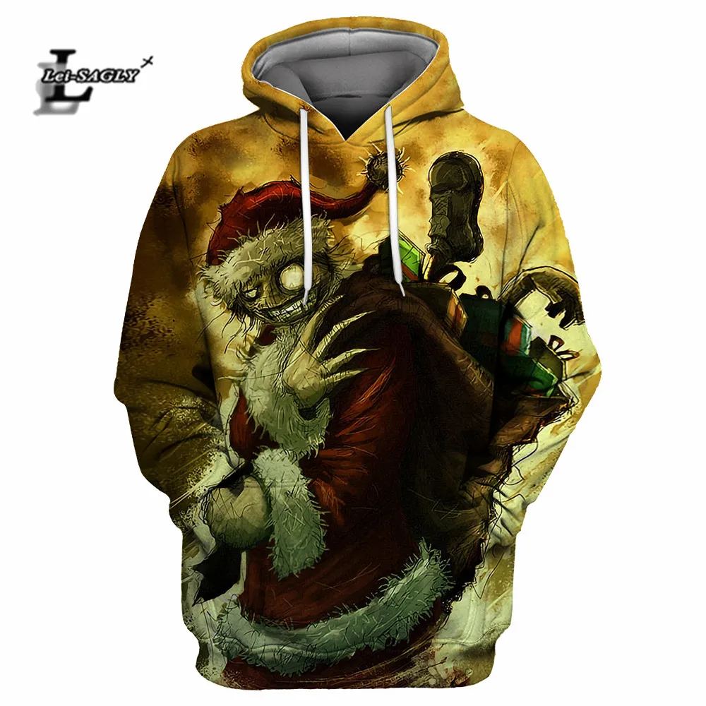 Lei-SAGLY Merry Christmas Осень Женские повседневные хипстерские толстовки Толстовка Девушка 3D Kawaii Прекрасный Санта Клаус негабаритных худи