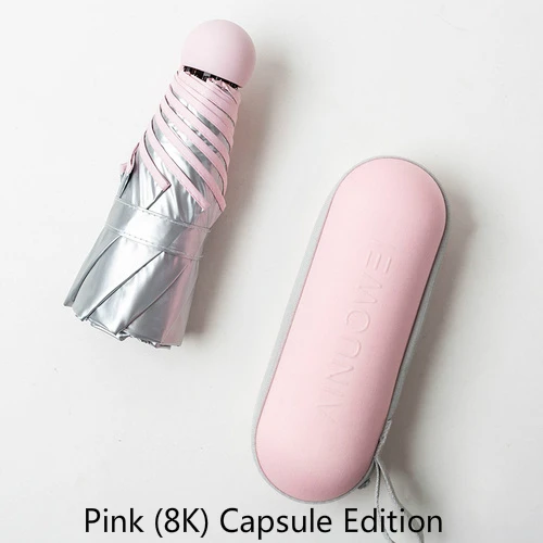 Pink 8K Серебряный титановый карманный зонтик капсула зонтик мини-светильник маленькие карманные зонтики анти-УФ Складные компактные Чехлы Солнечный дождливый - Цвет: Pink 8K