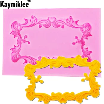 

Kaymiklee M407 Classical Frame with Lovely Flower Border Decorations Cake Chocolate Mold Baking Sugarcraft Tool 8.5*5.5*0.9CM