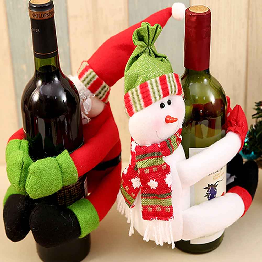 Нетканая ткань Рождественская Праздничная кукла украшение для винной бутылки